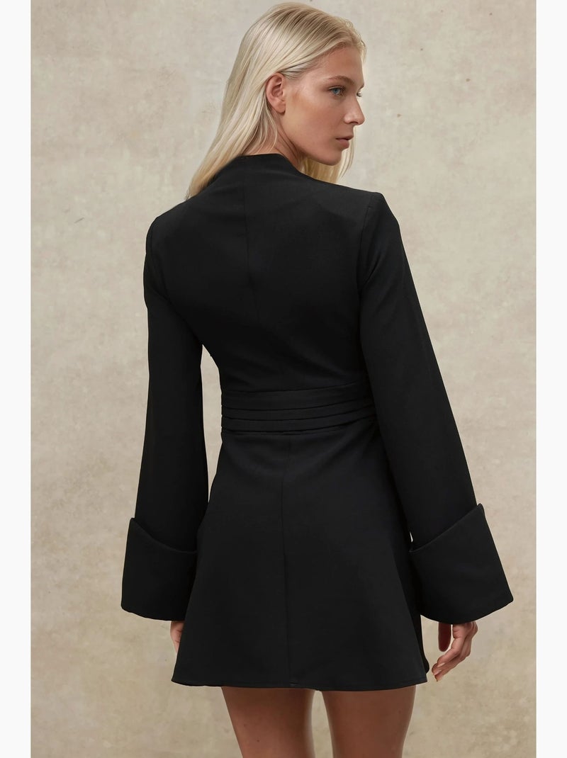 Elegante vestido mini com decote em v e mangas compridas hiccup Preto - Kiabi