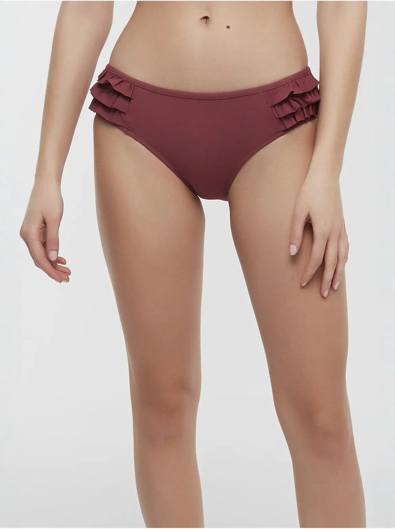 Eleni frill parte de baixo de biquíni hipster penti Vermelho bordô - Kiabi