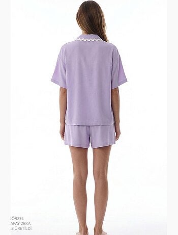 Ella conjunto de pijama com camisa, renda, manga curta e shorts penti