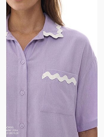 Ella conjunto de pijama com camisa, renda, manga curta e shorts penti