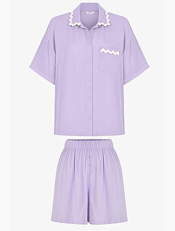 Ella conjunto de pijama com camisa, renda, manga curta e shorts penti