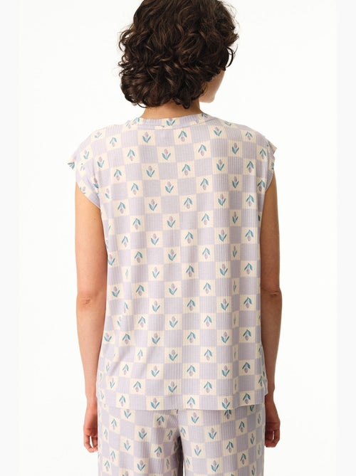 Ella estampado xadrez vichy, t-shirt de manga curta, top de pijama penti - Kiabi