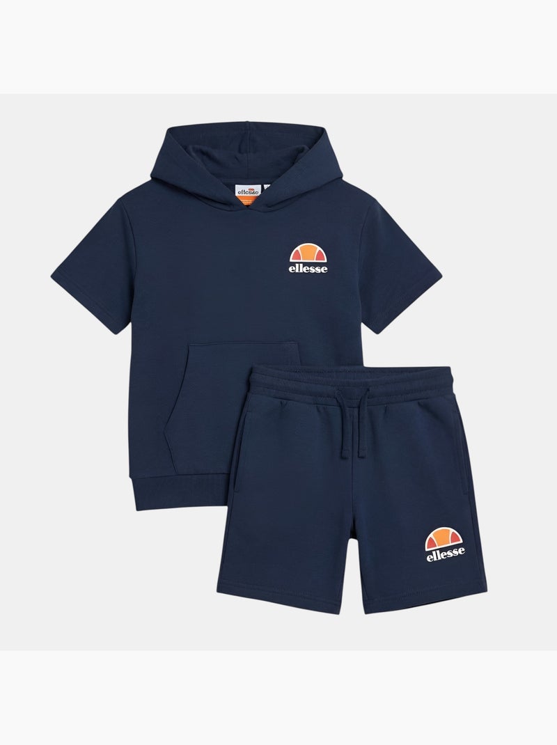 Ellesse - Conjunto t-shirt com capuz e calção menino estampado Azul-marinho - Kiabi