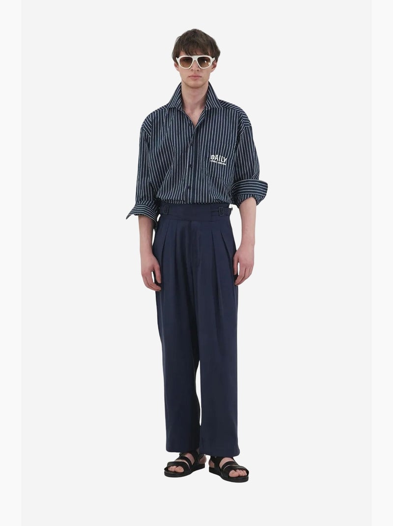 Embroidered striped long sleeve shirt giesto Azul-marinho - Kiabi