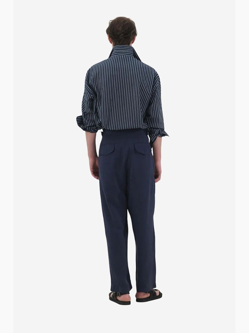 Embroidered striped long sleeve shirt giesto Azul-marinho - Kiabi
