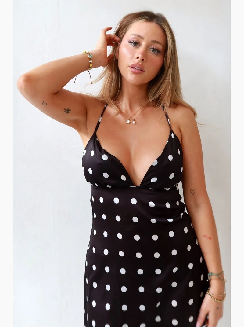 Emily vestido mini de bolinhas com decote em v hiccup Preto - Kiabi