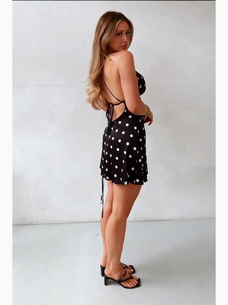 Emily vestido mini de bolinhas com decote em v hiccup Preto - Kiabi