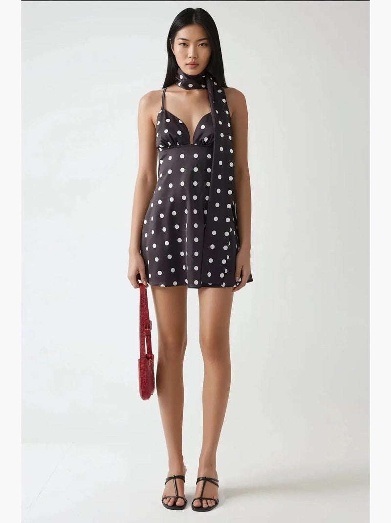 Emily vestido mini de bolinhas com decote em v hiccup Preto - Kiabi