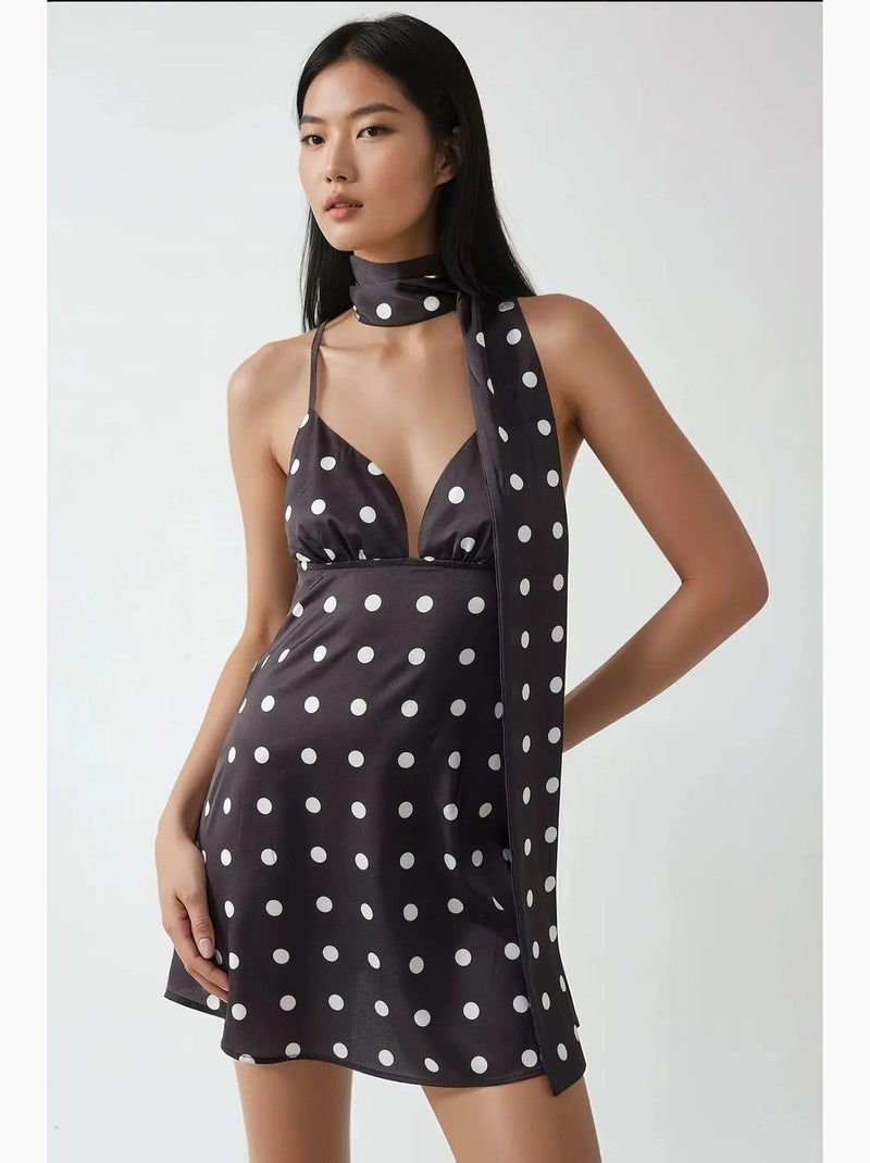 Emily vestido mini de bolinhas com decote em v hiccup Preto - Kiabi