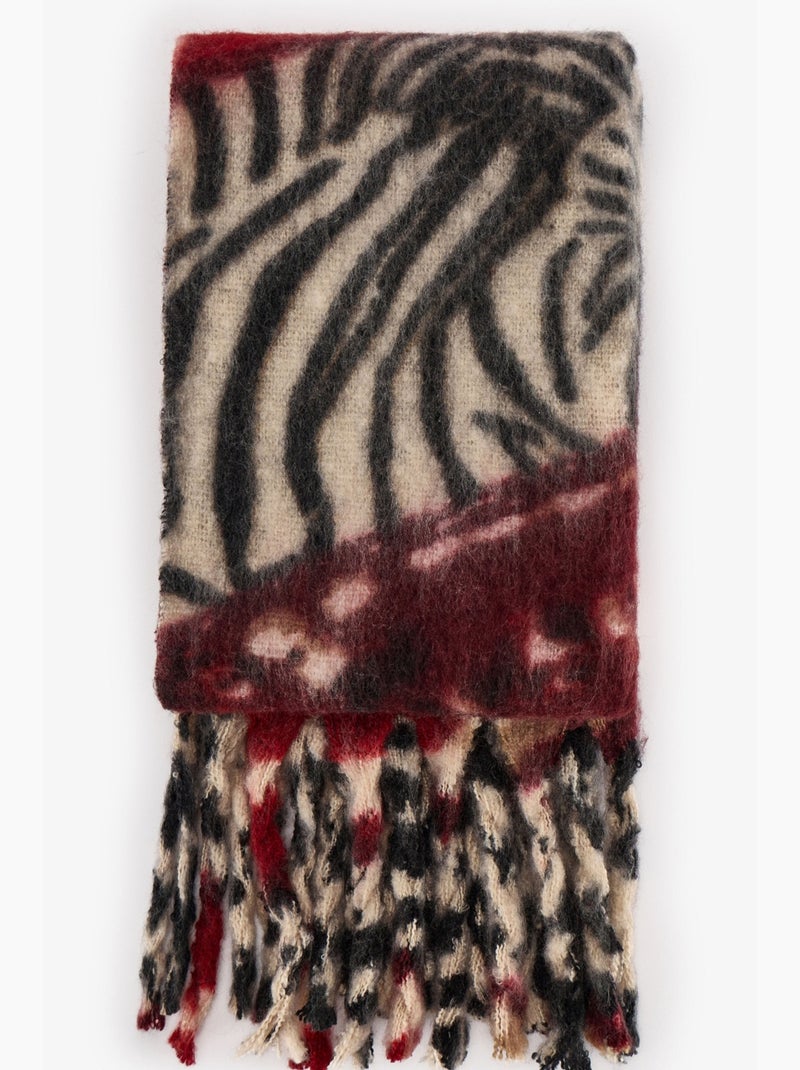 Erica cachecol com estampa zebra penti Preto/Areia - Kiabi