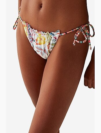 Escape parte de baixo de biquíni com estampa floral e detalhe de babado penti