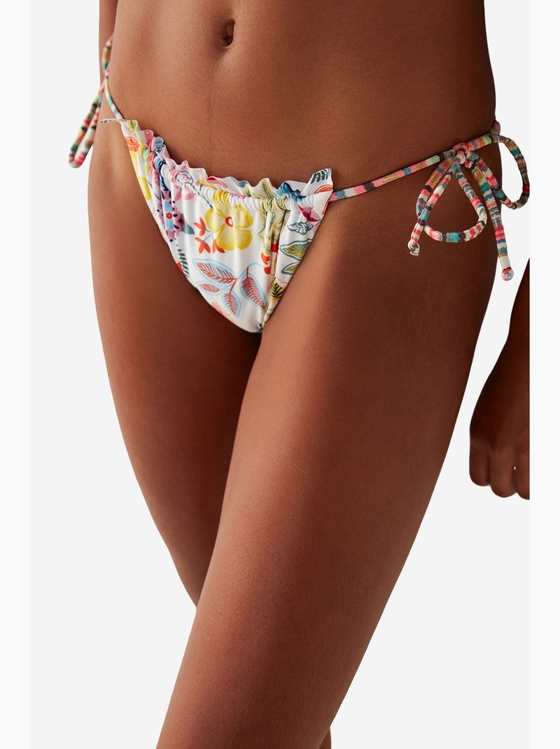 Escape parte de baixo de biquíni com estampa floral e detalhe de babado penti Branco - Kiabi
