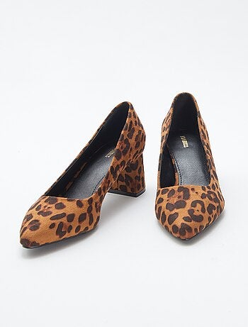 Escarpins 'leopardo' com salto quadrado