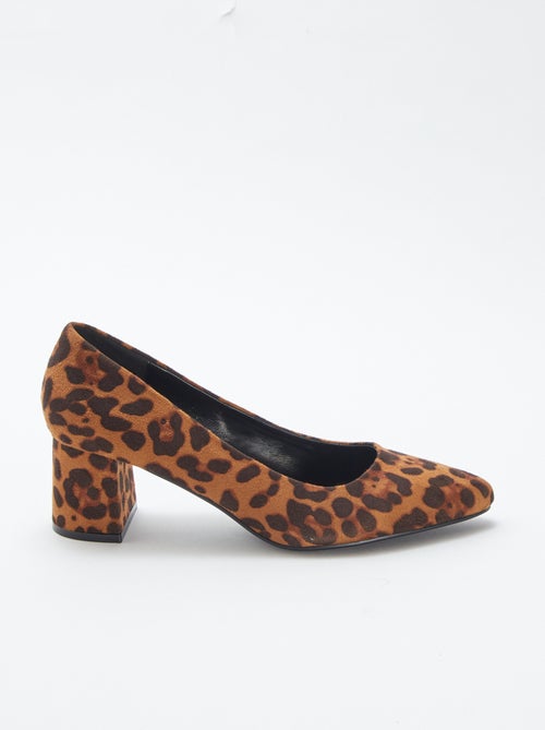 Escarpins 'leopardo' com salto quadrado - Kiabi