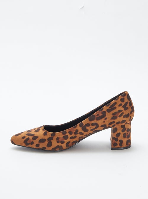 Escarpins 'leopardo' com salto quadrado - Kiabi