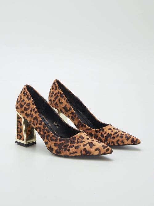 Escarpins 'leopardo' com salto quadrado - Kiabi