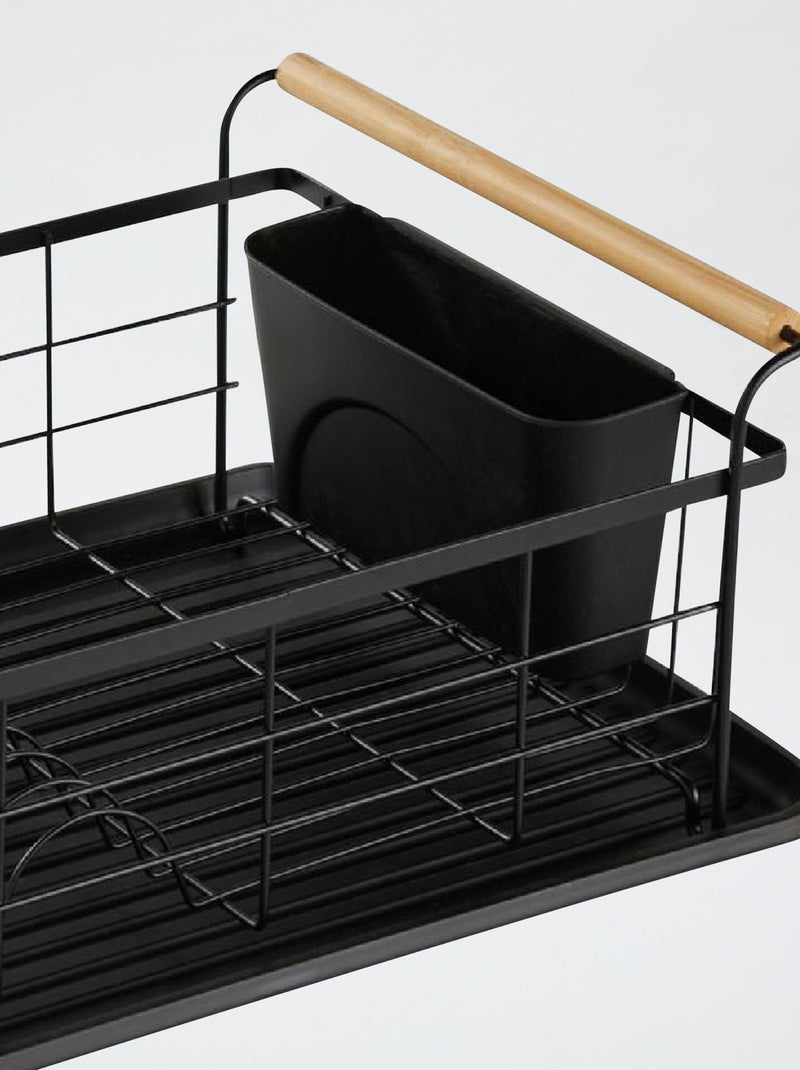Escorredor de cozinha em metal e pegas em madeira Preto - Kiabi