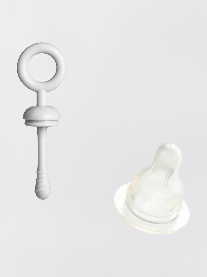 Escovilhão e escova de tetina em picots Branco - Kiabi