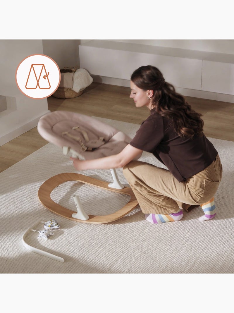 Espreguiçadeira Baloiço para Bebé LIONELO Celia - Ultraleve - Até 9 kg - Balanço Natural Bege - Kiabi