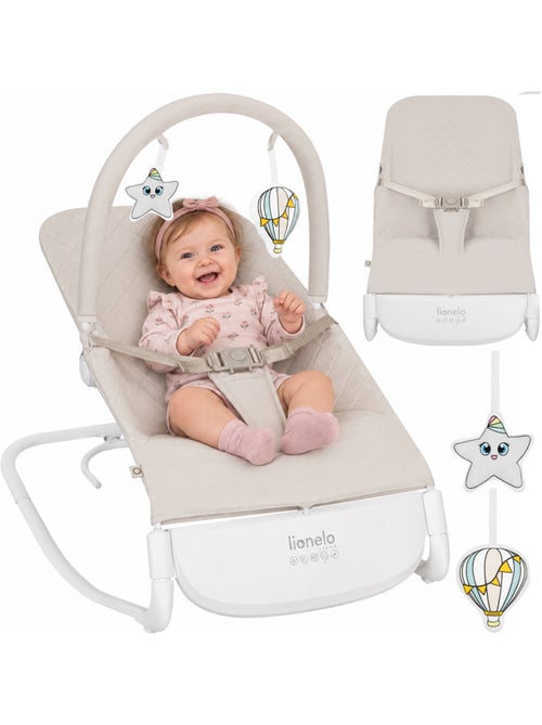Espreguiçadeira de bebé Lionelo Vinci – circulação de ar – leve – 3 modos de balanço – 4 melodias - Kiabi Espreguiçadeira de bebé Lionelo Vinci – circulação de ar – leve – 3 modos de balanço – 4 melodias - Kiabi