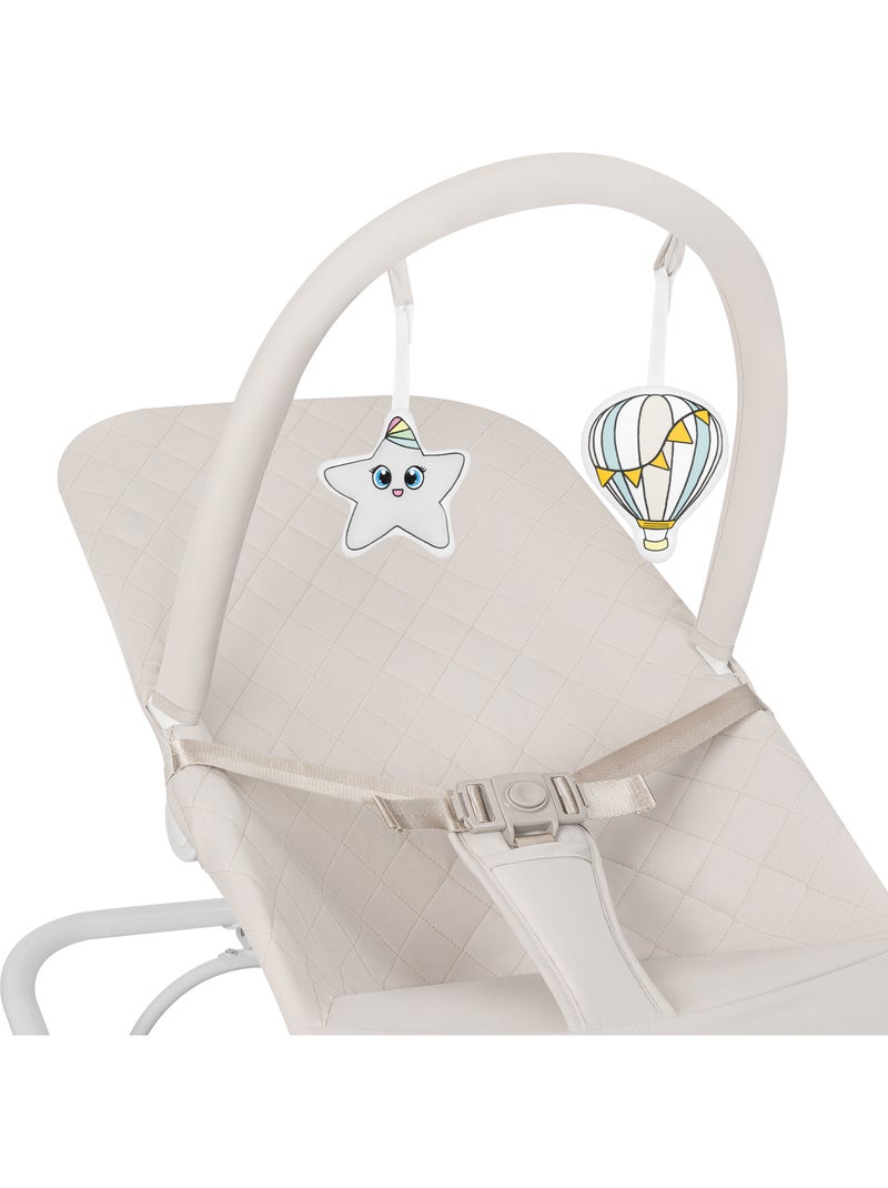Espreguiçadeira de bebé Lionelo Vinci – circulação de ar – leve – 3 modos de balanço – 4 melodias Bege - Kiabi
