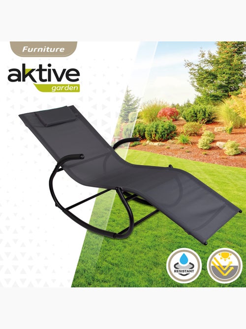 Espreguiçadeira de jardim de baloiço antracite com almofada aktive - Kiabi