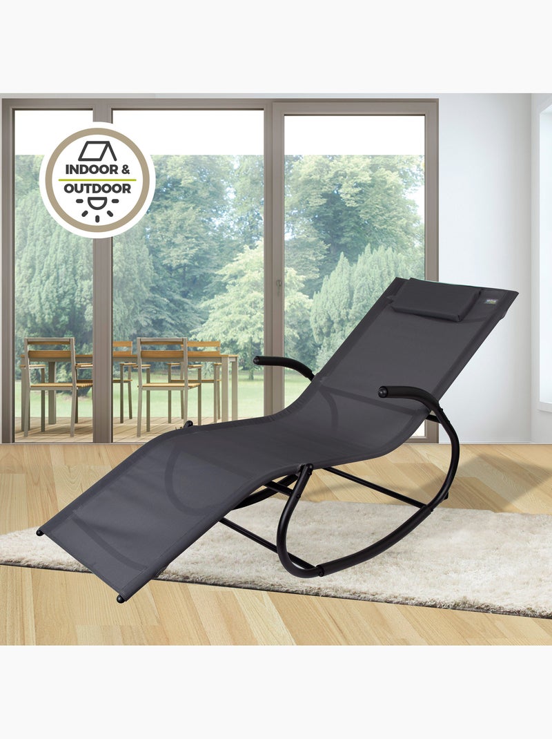 Espreguiçadeira de jardim de baloiço antracite com almofada aktive Cinza antracite - Kiabi
