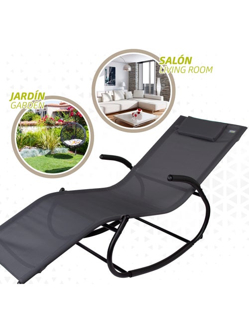 Espreguiçadeira de jardim de baloiço antracite com almofada aktive - Kiabi