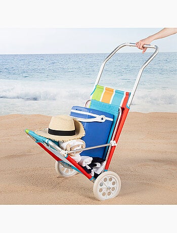 Espreguiçadeira de praia aktive 2 em 1 com almofada acolchoada e guarda-sol
