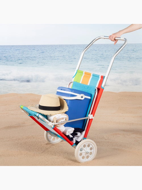 Espreguiçadeira de praia aktive 2 em 1 com almofada acolchoada e guarda-sol - Kiabi