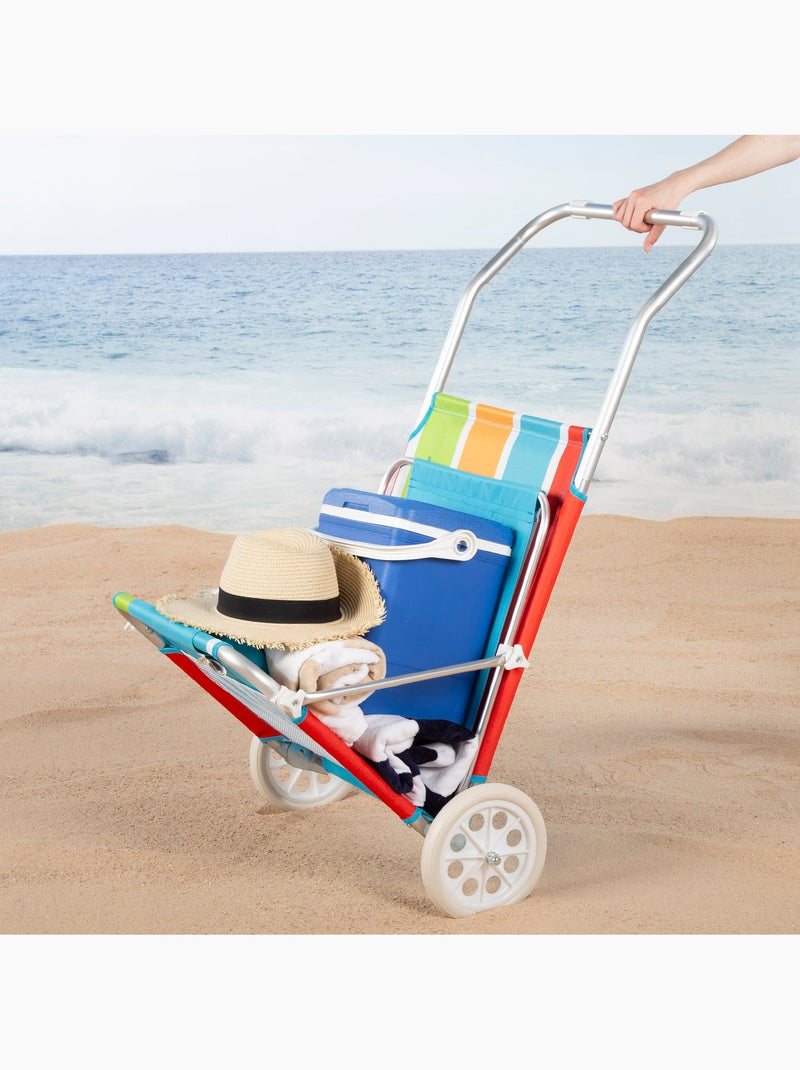 Espreguiçadeira de praia aktive 2 em 1 com almofada acolchoada e guarda-sol Multicolorido - Kiabi
