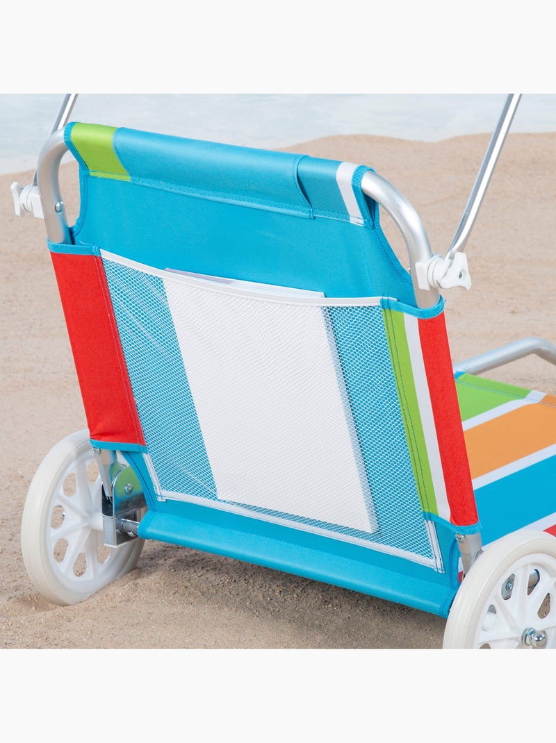 Espreguiçadeira de praia aktive 2 em 1 com almofada acolchoada e guarda-sol Multicolorido - Kiabi