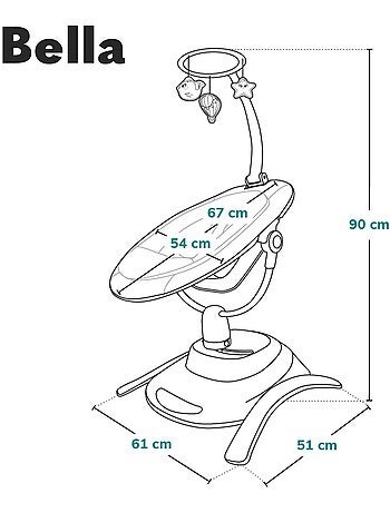 Espreguiçadeira elétrica 360° LIONELO Bella – Leve – 12 melodias – 6 modos – Comando à distância