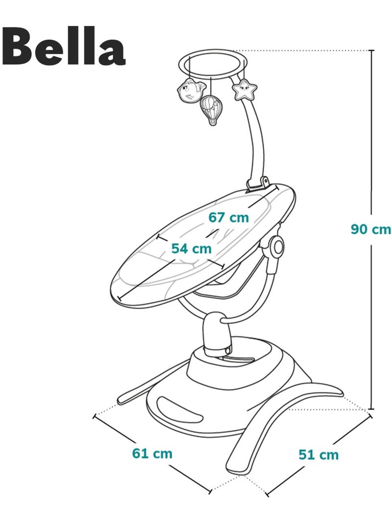 Espreguiçadeira e alcofa elétrica 360° LIONELO Bella Set– 12 melodias –6 modos – Comando à distância Branco Cinza Branco - Kiabi