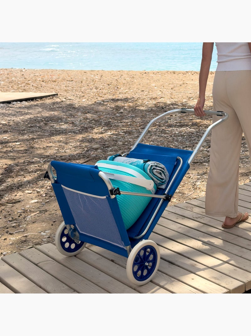 Espreguiçadeira e carrinho para praia 2 em 1 aktive beach Azul - Kiabi