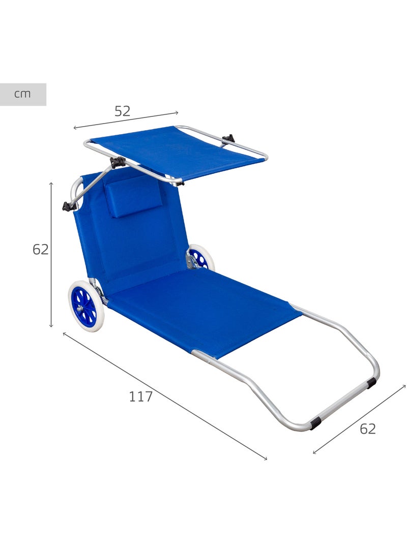 Espreguiçadeira e carrinho para praia 2 em 1 aktive beach Azul - Kiabi