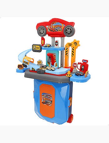 Estacionamento urbano 2 em 1 com 3 carros de metal e estojo portátil (47x24x66 cm) speed & go
