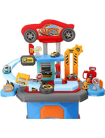 Estacionamento urbano 2 em 1 com 3 carros de metal e estojo portátil (47x24x66 cm) speed & go