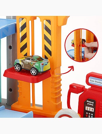 Estacionamento urbano 2 em 1 com 3 carros de metal e estojo portátil (47x24x66 cm) speed & go