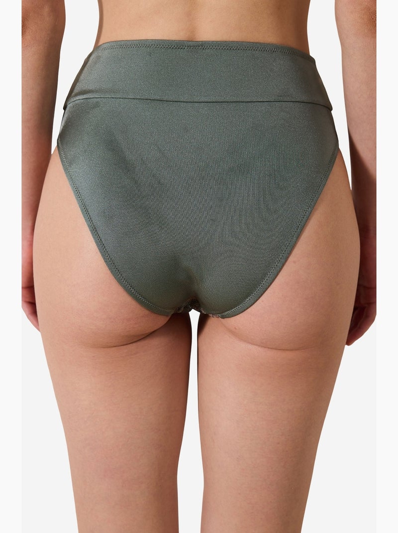Estela vintage parte de baixo de biquíni de cintura subida com detalhe em mesh penti Verde - Kiabi