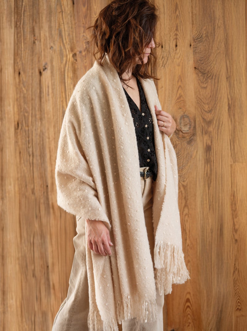 Estendal de cama / estola de mohair às pintas Bege - Kiabi