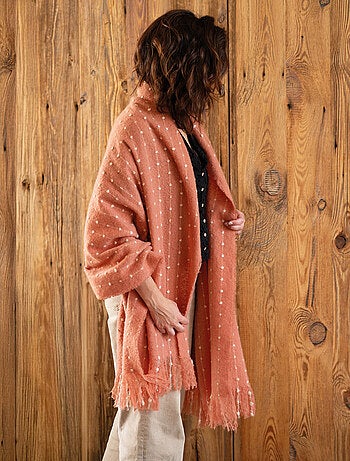Estendal de cama / estola de mohair às pintas
