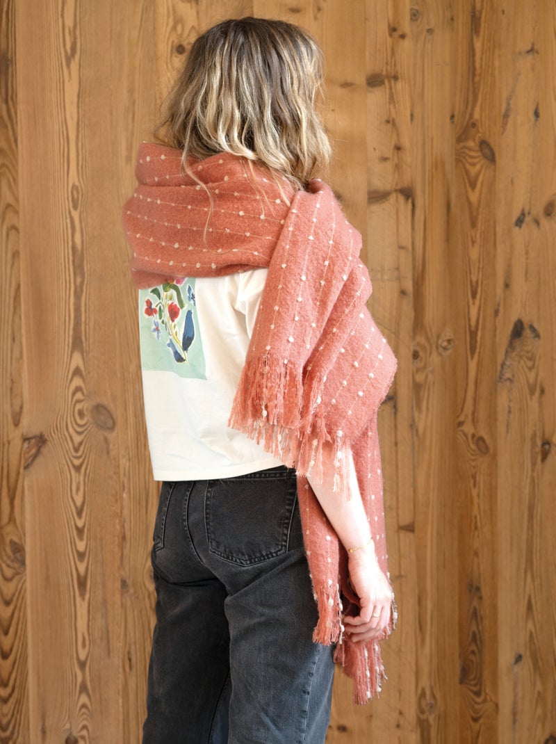 Estendal de cama / estola de mohair às pintas Laranja - Kiabi