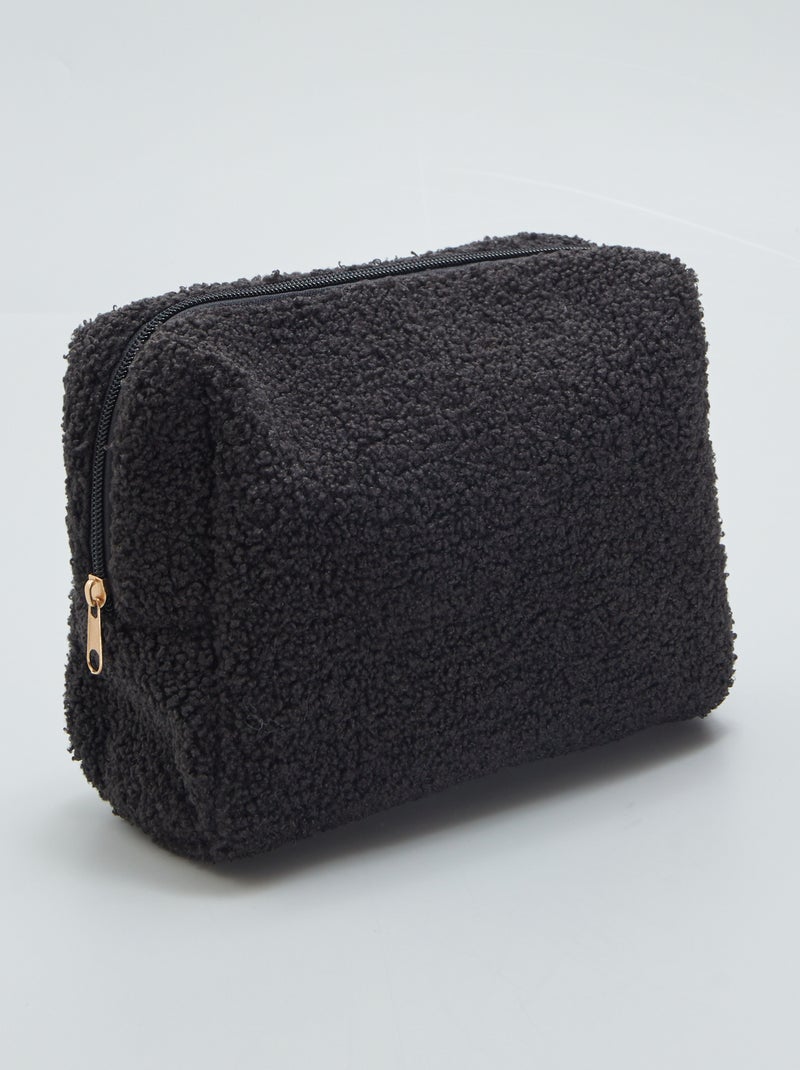 Estojo de toilette efeito lã de carneiro PRETO - Kiabi