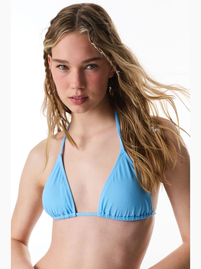 Eulina top de biquíni triangular texturizado penti Azul-céu - Kiabi