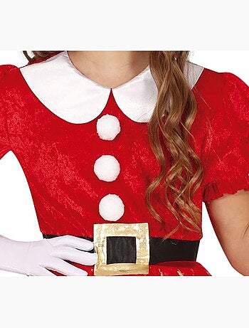 Fantasia brilhante de Mamãe Noel com cinto.