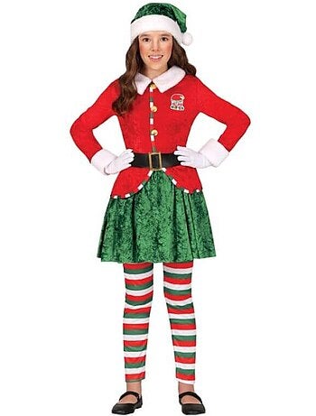Fantasia de ajudante de elfo do Papai Noel com chapéu