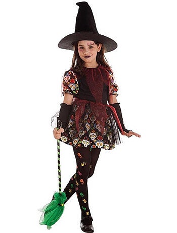 Fantasia de Bruxa com Caveira Floral