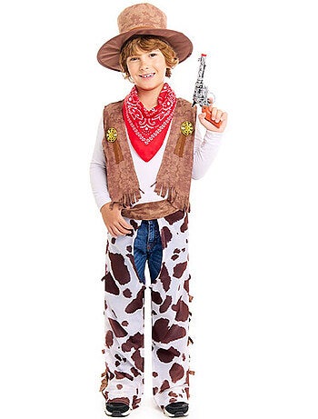 Fantasia de cowboy do oeste americano com perneiras.