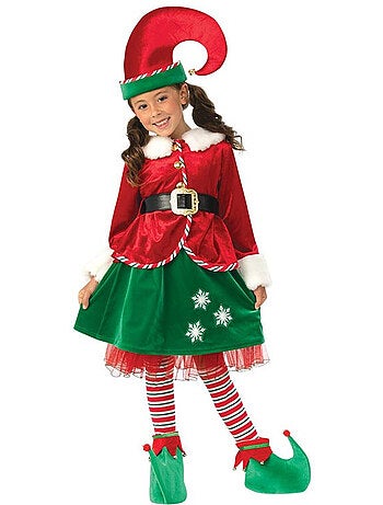 Fantasia de elfo ajudante do Papai Noel de luxo com chapéu.